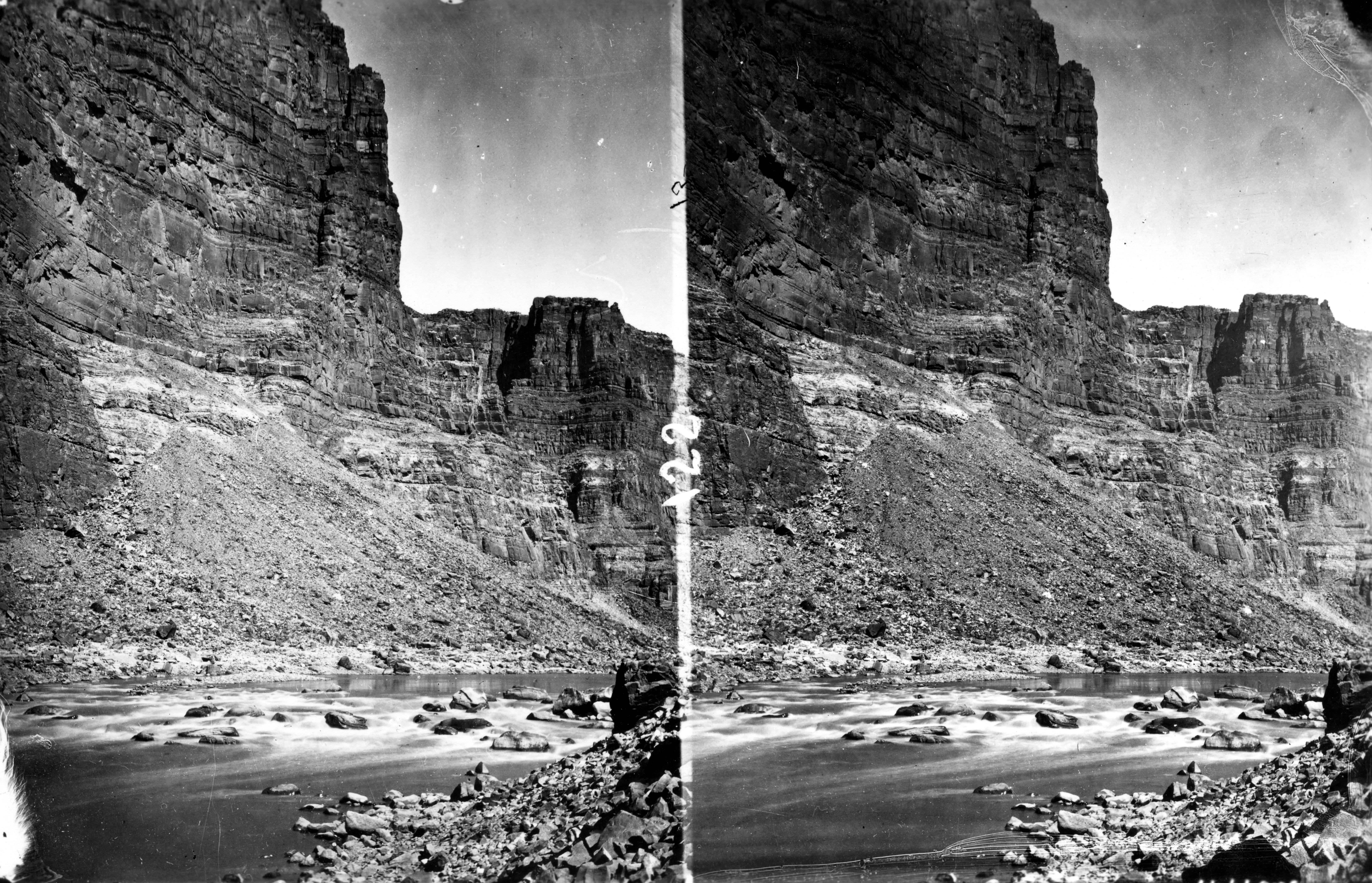 Low water in the Green River as it flows through the Canyon of Desolation, Utah.